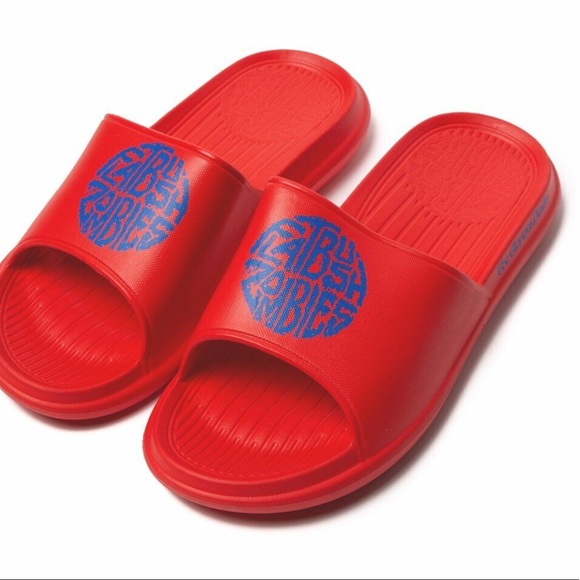 Flatbush Zombies FBZ CHANKLAS Jupiter Sound Red Slides Sandals L 9.5-10.5 - Picture 2 of 10